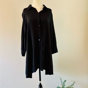 Zara Black Denim Shirt Dress